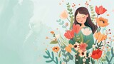 Fototapeta Tulipany - Image Illustration of Mother's day  Day banner with copy space and flowers 