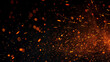 Perfekte Feuerpartikel, Glut, Funken auf schwarzem Hintergrund. Texturüberlagerungen, staub, blitz, feuer, partikel, asche, hintergrund, isoliert, schwarz, licht, funke, abstrakt, flamme, brennen
