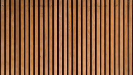 Poster - Wood background banner  - Brown wooden acoustic panels wall texture , seamless pattern..
