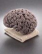 cerveau en laine sur une serviette en ia