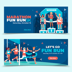 Poster - City marathon banners in flat design