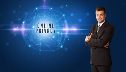 Poster - businessman thinking about security