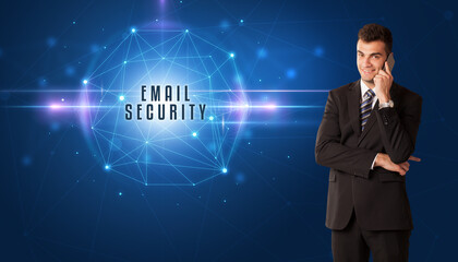Poster - businessman thinking about security