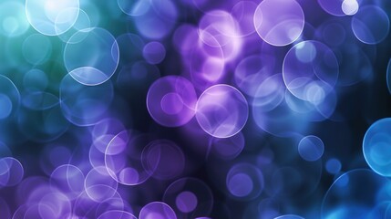 Wall Mural - grey-blue light abstract background with blue-purple circles and bokeh, copy space, blurred