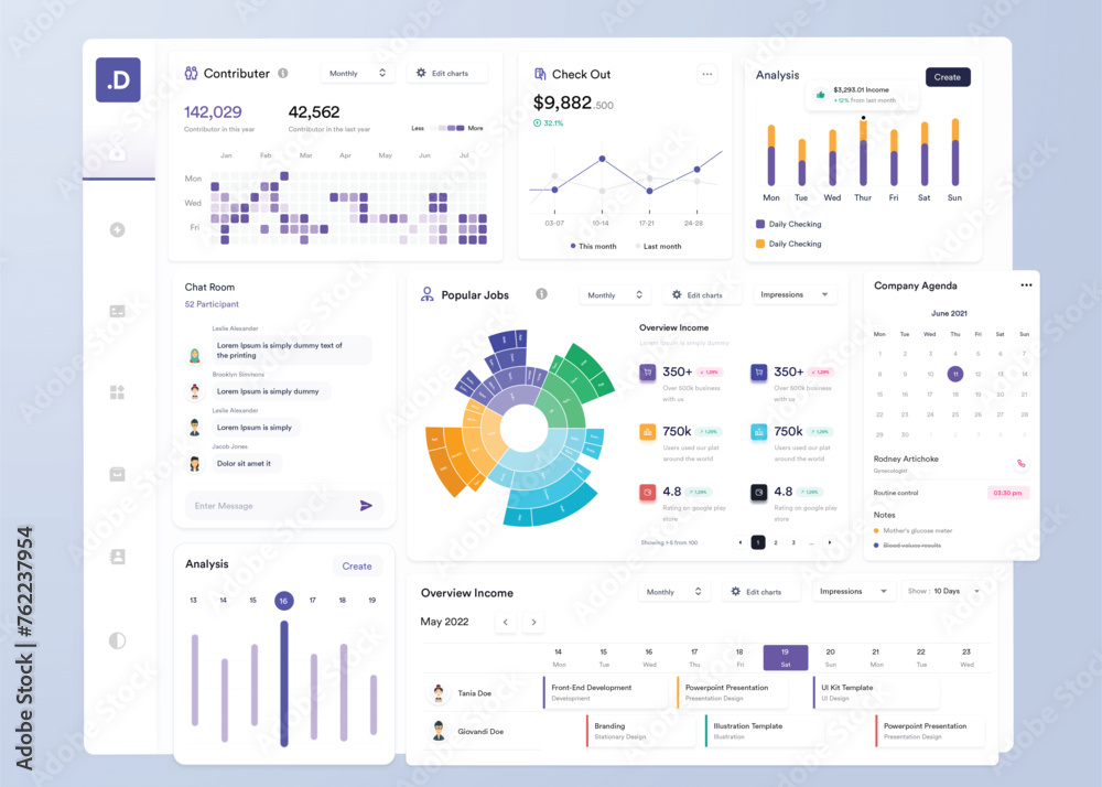 UI UX Infographic dashboard. UI design with graphs, charts and diagrams ...