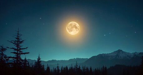mesmerizing moon against dark, starry blue night sky, creating celestial scene perfect for halloween