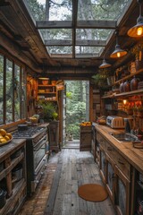 Wall Mural - Small kitchen in a rustic country house