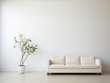 White Couch and Potted Plant