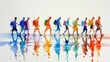 Colorful silhouettes of people with reflections in watercolor.