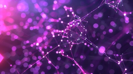 Poster - The image captures the essence of a digital synapse, sparkling in shades of purple and pink, symbolizing the flow of information in technology and neuroscience