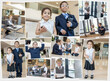 © Pavel Losevsky - Collage with ten boys and seven girls (four models) in business clothes in business center with communication devices