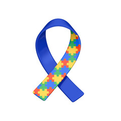 Wall Mural - Colorful puzzle ribbon as symbol autism awareness