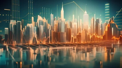 Aufkleber - Urban Skyline with Equalizer Background
