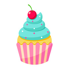 Wall Mural - cartoon cupcake icon.