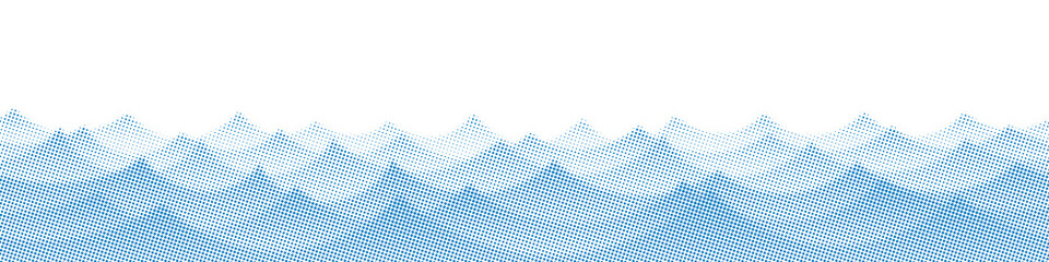 Wall Mural - Vector drawing of waves on the sea. Vector halftone dots background, fading dot effect.