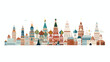 Most popular buildings of Russia flat vector isolate