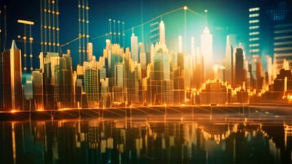 Aufkleber - Urban Skyline with Equalizer Background