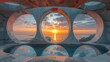 Stone Gallery vortex archways framing otherworldly views