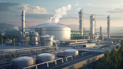 carbon capture and storage facilities, portraying their significance in reducing greenhouse gas emissions through meticulous attention to detail.