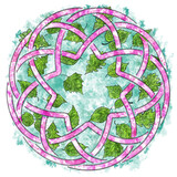 Fototapeta Dinusie - illustration of celtic knot in pencil and watercolor