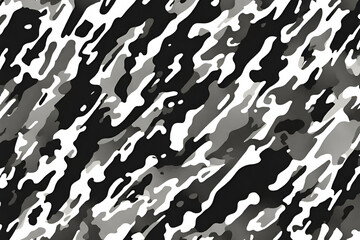 Wall Mural - Black and white camouflage repeats seamless. Masking camo. Classic clothing print. monochrome seamless pattern