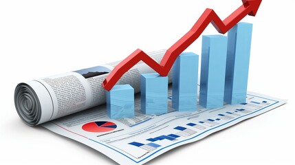 Wall Mural - Rising market trend graph arrow with business financial background 3d illustration