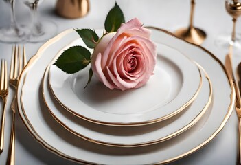 table setting with flowers