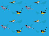 Fototapeta Pokój dzieciecy - Bird Bahama Oriole Vireo Thrush Cute Seamless Wallpaper Background
