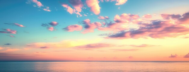 Poster - Serene Sunset Skyline Over Tranquil Ocean Horizon