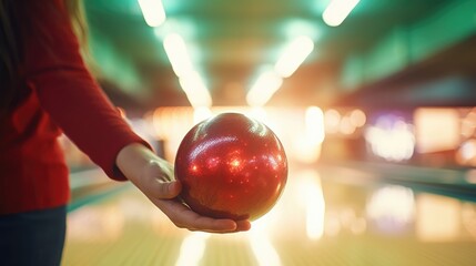 Poster - A person holding a bowling ball, suitable for sports and leisure concepts