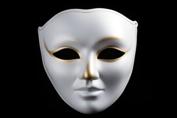 Poster - Close-up of a white mask on a dark black background, suitable for a variety of creative projects