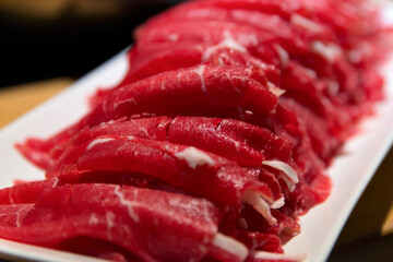 Wall Mural - The slices of beef for shabu-shabu