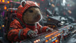 Harmony in the galaxy a capybara conducts music in a scifi symphony