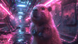 Harmony in the galaxy a capybara conducts music in a scifi symphony