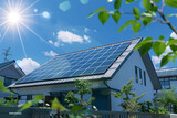 Fototapeta Las - Maison moderne équipée de nombreux panneaux solaires photovoltaique