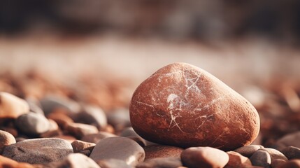 Aufkleber - A large rock sitting on top of a pile of rocks. Suitable for geological and nature themes