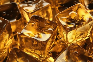 Poster - A bunch of ice cubes sitting on top of each other. Suitable for various cold drinks concepts