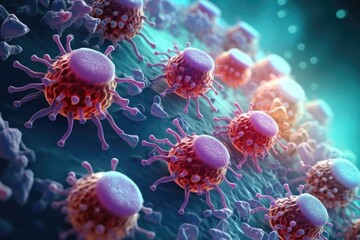 Poster - Detailed close-up view of a bunch of cells, suitable for medical and scientific projects