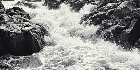 Canvas Print - A black and white photo of a stream of water. Suitable for various design projects