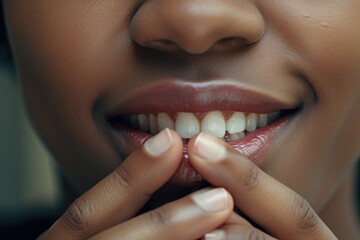 Sticker - Close up of a person holding a toothbrush, suitable for dental or personal hygiene concepts