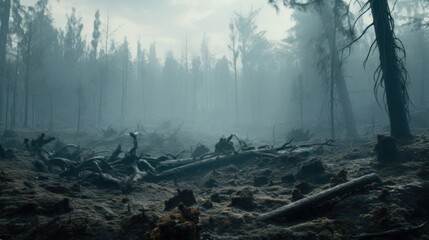 Poster - Misty forest scene, perfect for nature backgrounds