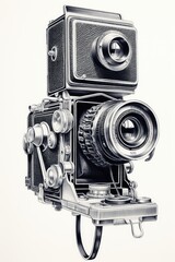 Aufkleber - Simple black and white sketch of a camera. Suitable for design projects