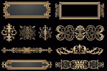 Poster - A collection of ornate gold frames and decorative ornaments. Perfect for adding a touch of elegance to any design project