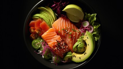 Poster - Various types of food in a black bowl, versatile for multiple uses
