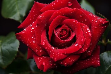 Fragrant Red rose water droplets. Botanical flower. Generate Ai