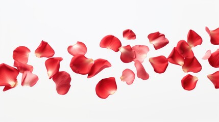 Poster - Red rose petals flying in the air, perfect for romantic designs