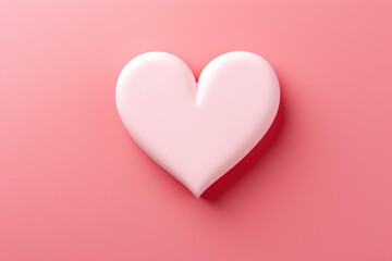 Poster - A simple white heart shape on a soft pink background. Ideal for romantic concepts and Valentine's Day designs