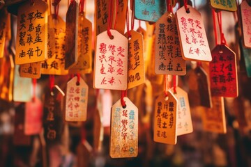 Poster - Various tags hanging on a string, suitable for product labeling