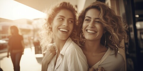 Poster - Two women standing side by side, suitable for various concepts