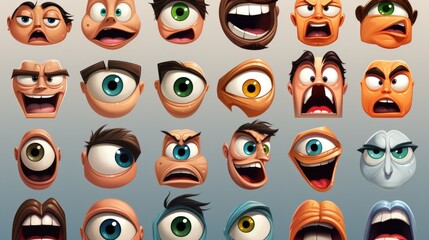 Poster - Cartoon faces displaying different emotions, suitable for various uses